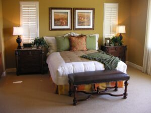 Interior Painting. A luxurious bedroom interior inside a residential home.