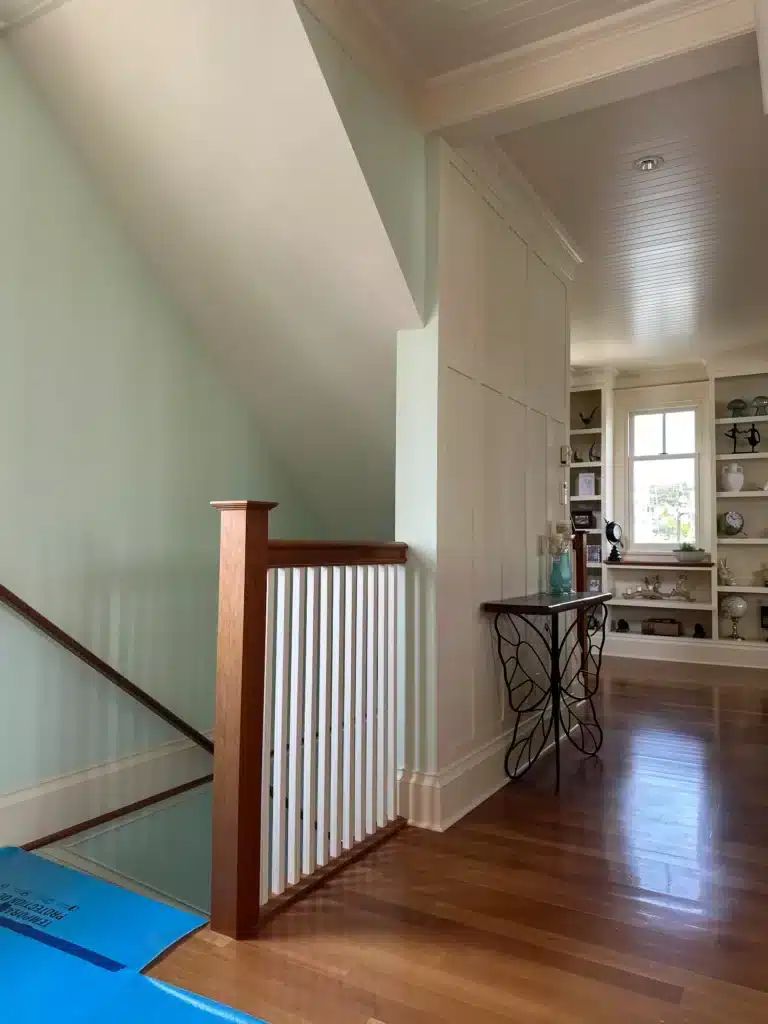 Sage Green Hallway With White Trim Sage green painted hallway with white trim